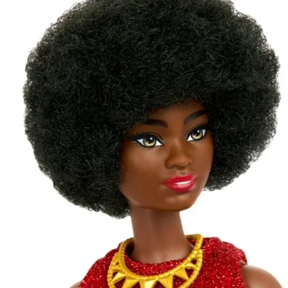 Barbie African American Fashionistas Doll# 221 w/ Natural Black Hair, Red Dress - Picture 2 of 8